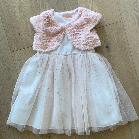 pastourelle NYC Other - Fancy girls dress with fuzzy shawl size 4